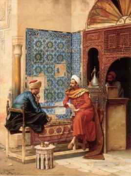 Árabe Painting - El juego de ajedrez Ludwig Deutsch Orientalismo Araber